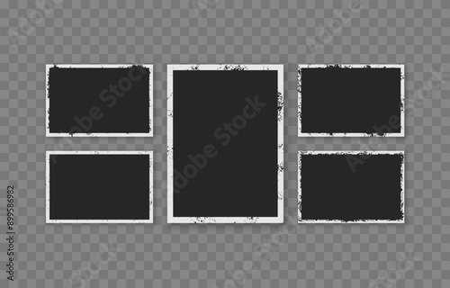 Set of vector grunge frames. Grunge frames png. Old frames png. Photo frames.