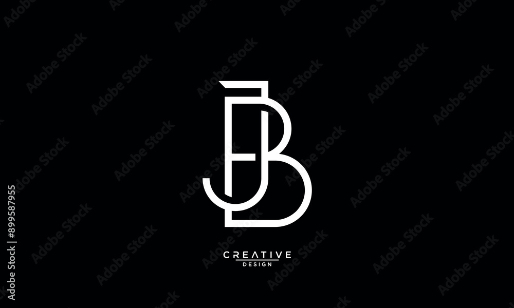 BJ, JB, B, J, Abstract Letters Logo Monogram BJ, JB, B, J, Abstract Letters Logo Monogram