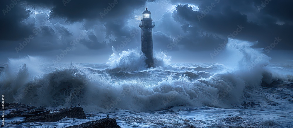 Lighthouse Standing Tall Amidst Stormy Seas Lighthouse Standing Tall Amidst Stormy Seas