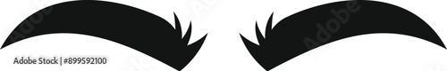 Black eyebrows forming negative space creating curious expression