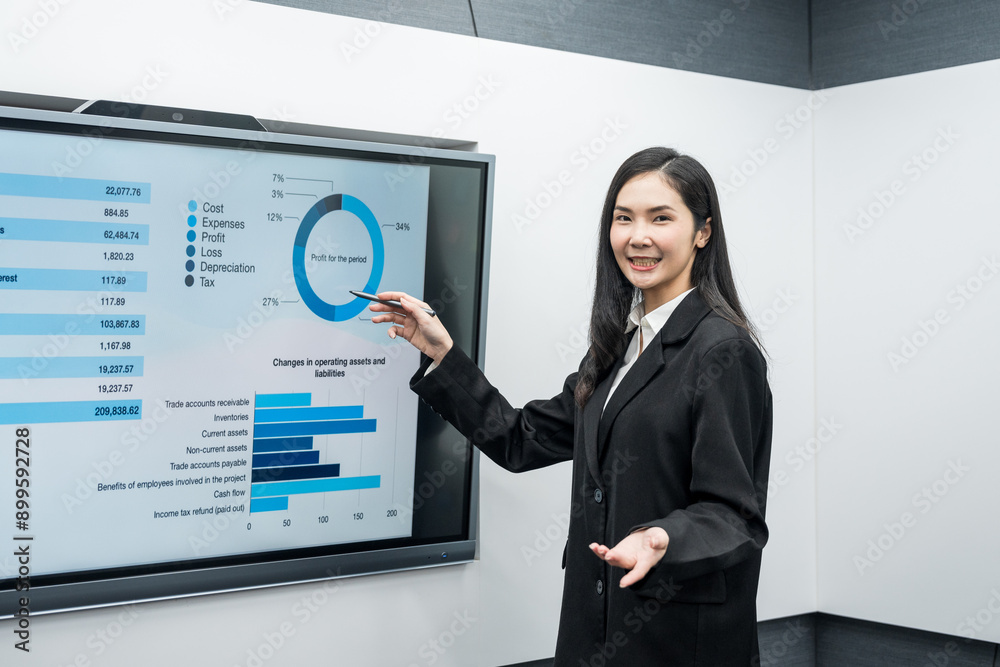 Young asian businesswoman working with laptop in the office. CEO Businesswoman analyzing statistics financial Meeting Conference Discussion various topic Corporate Young asian businesswoman working with laptop in the office. CEO Businesswoman analyzing statistics financial Meeting Conference Discussion various topic Corporate