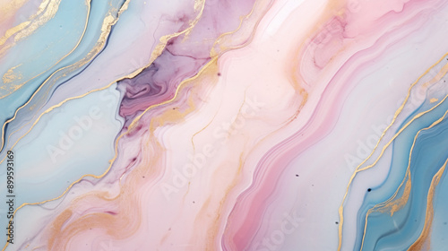 Abstract marble background, Beautiful pastel pink, gold and blue marble pattern wallpaper with soft lines and beautiful colors photography.