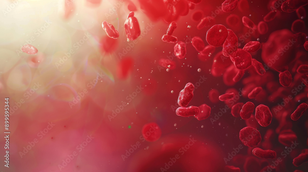 A close-up of red blood cells floating through the bloodstream, showcased in a dynamic and vibrant flow. A close-up of red blood cells floating through the bloodstream, showcased in a dynamic and vibrant flow.