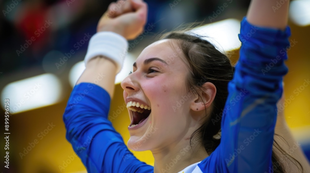 Joyful volleyball player celebrates victory Joyful volleyball player celebrates victory