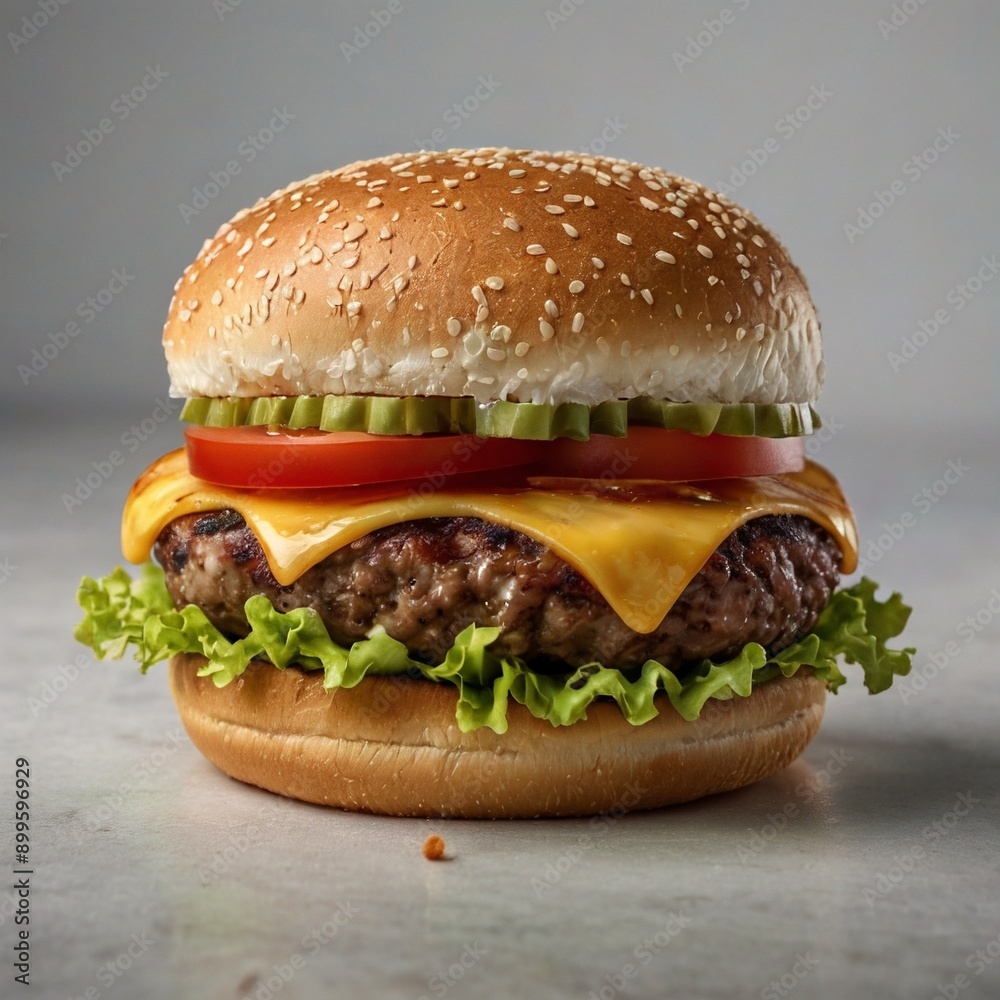Big Large Cheeeseburger Tasty Beef Burger white Background Big Large Cheeeseburger Tasty Beef Burger white Background