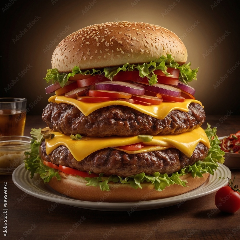 Giant double extra Beef Cheeseburger Delicious Burger Giant double extra Beef Cheeseburger Delicious Burger