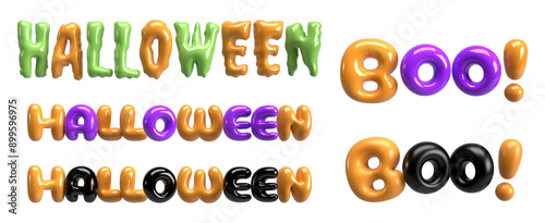 set of halloween letter 3d render