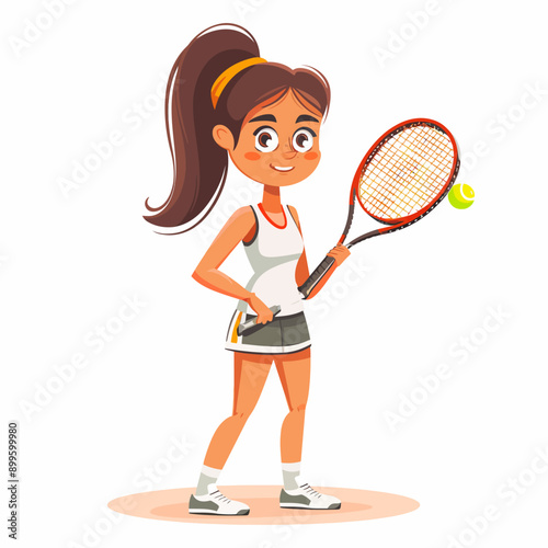 Young Woman Tennis Player Ready to Serve.