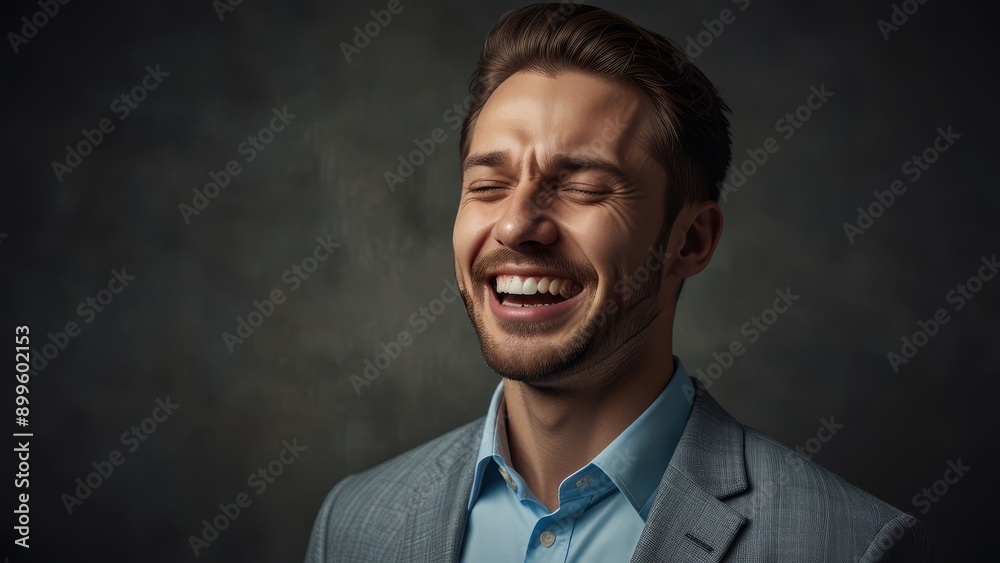 Joyful Man Laughing in Portrait Joyful Man Laughing in Portrait