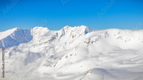 snow covered mountains in winter