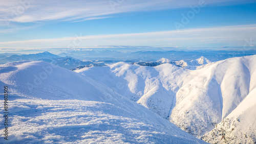 snow covered mountains in winter