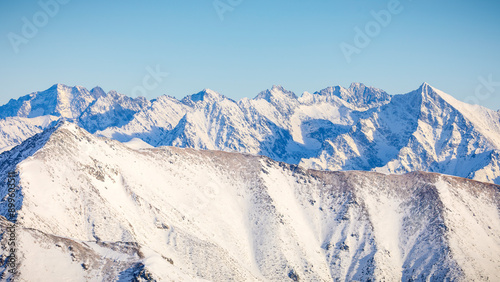 snow covered mountains in winter