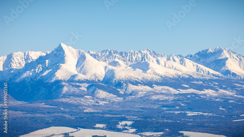 snow covered mountains in winter