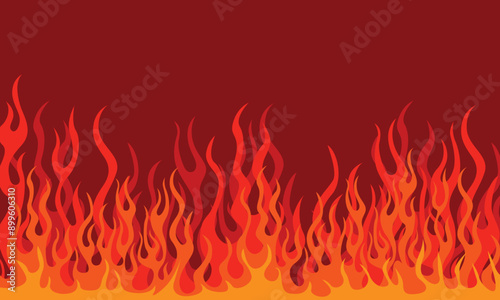 Blank background of burning fire. Vector illustration