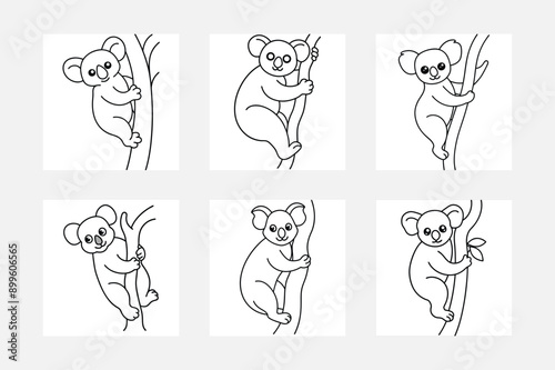 Charming Koala Line Art Set to Spark Kids' Creativity
 photo