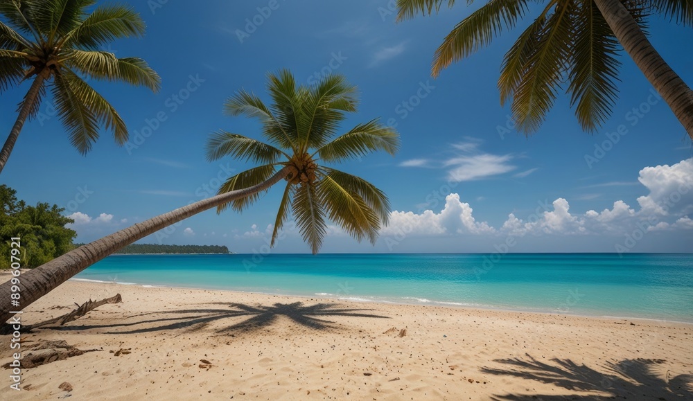 Tropical Beach with Palm Trees and Turquoise Water Tropical Beach with Palm Trees and Turquoise Water