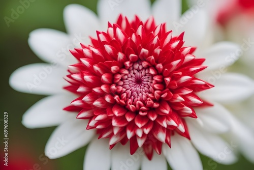 Winky double red white flower bokeh background, AI Generated photo