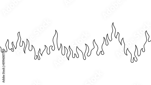 Abstract Fire Background. Abstract flame Background. doodle fire background. Fire outline. Fire flame continue line.