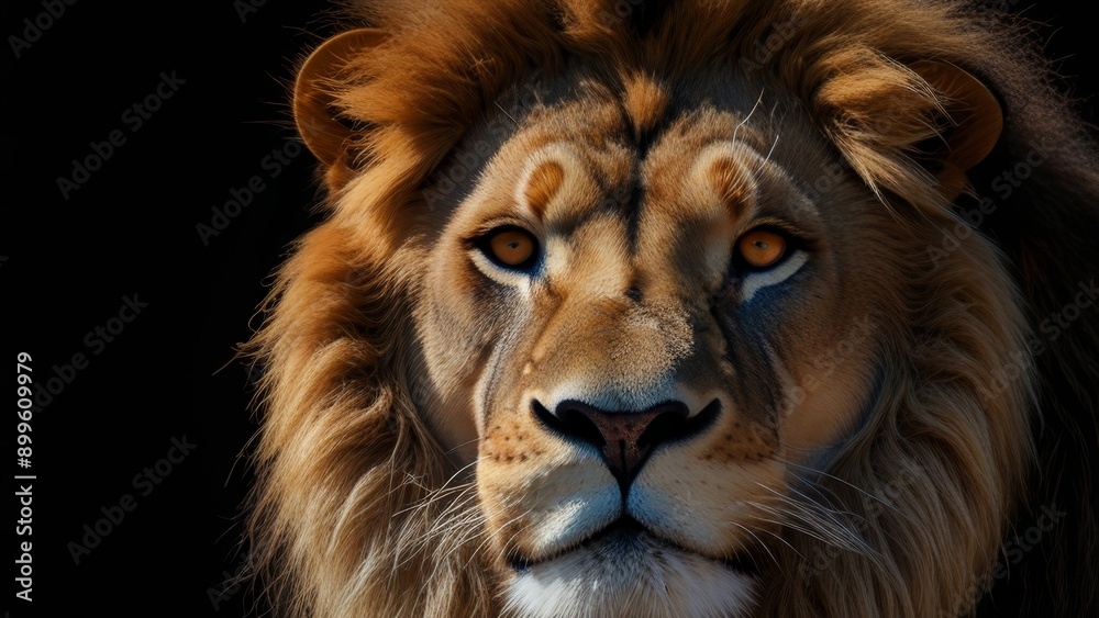 Naklejka premium Majestic Lion Close-Up Portrait