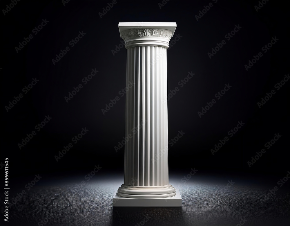 Antique Greek column on black background, copy space for text. Antique Greek column on black background, copy space for text.