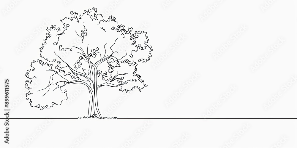 Obraz premium Simple Black and White Tree Sketch