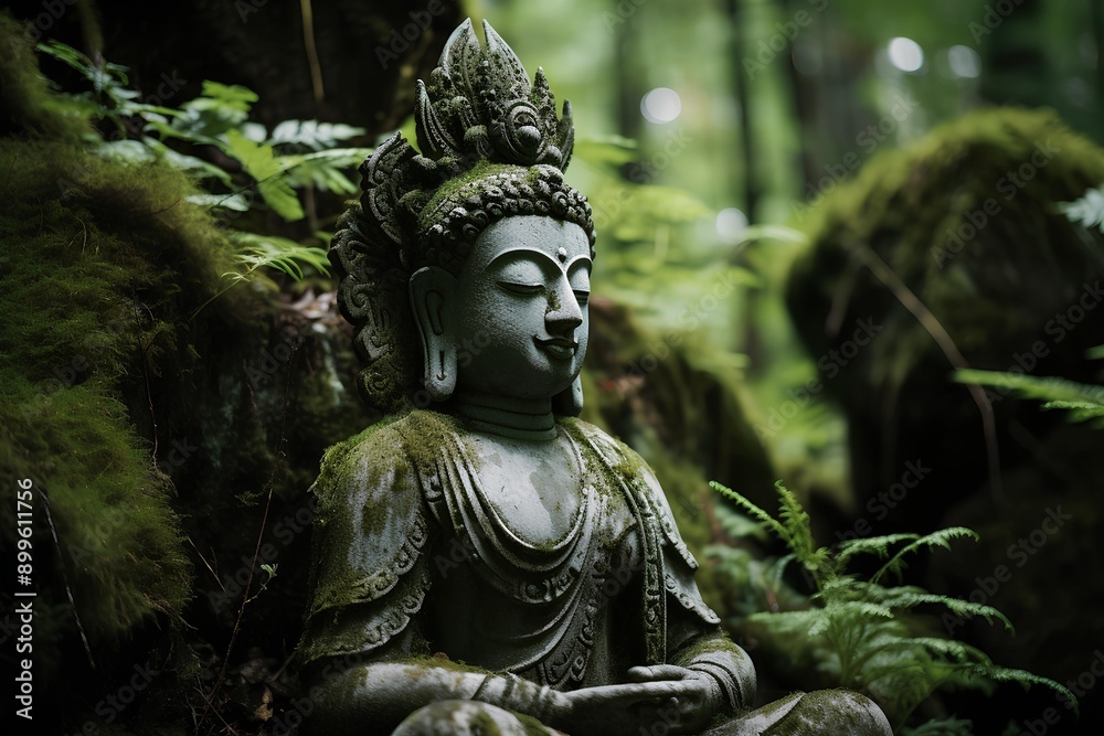 Buddha statue in the forest Buddha statue in the forest