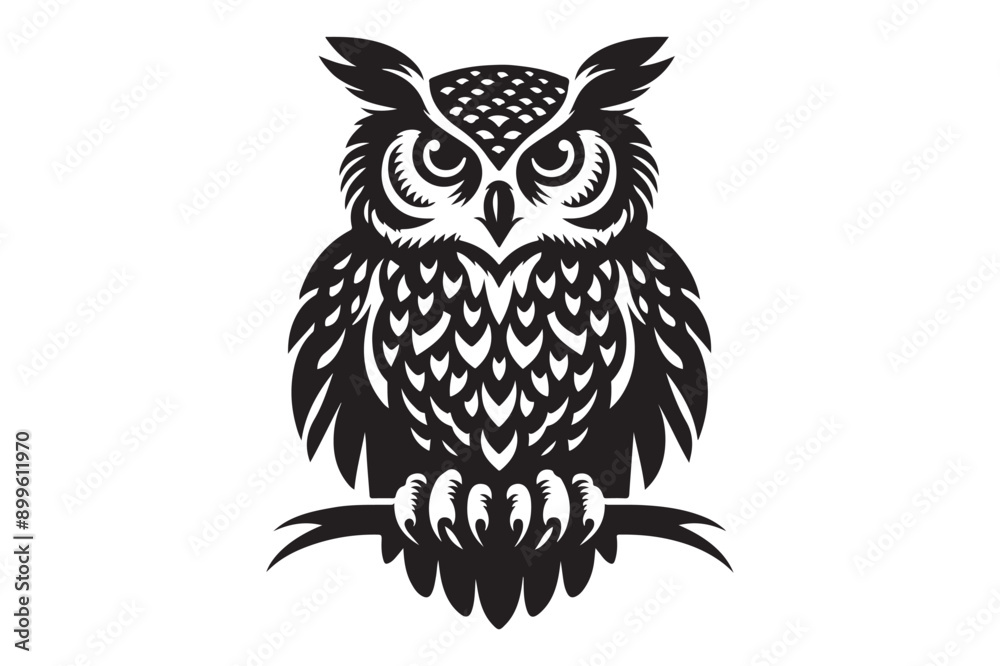 Fototapeta premium Owl silhouette set Vector illustration - Generative AI