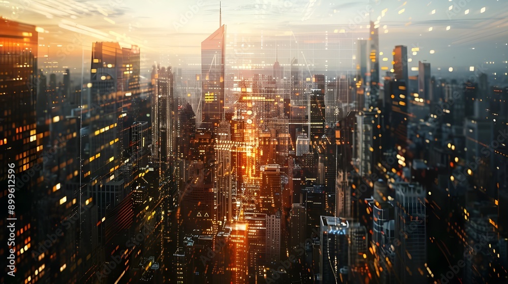 An urban skyline bathed in golden light during sunset, presenting a serene yet dynamic cityscape. An urban skyline bathed in golden light during sunset, presenting a serene yet dynamic cityscape.