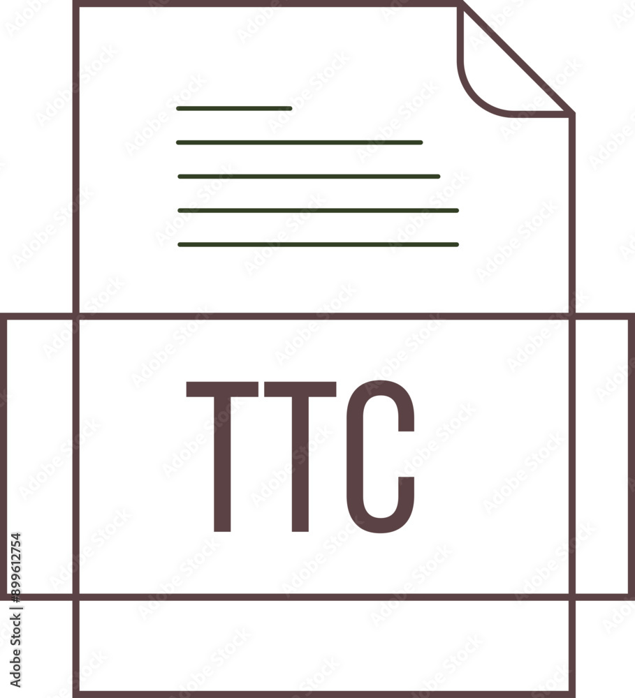 TTC File icon crisp thick outline sharp corners TTC File icon crisp thick outline sharp corners