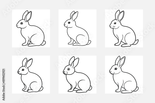 Engaging Rabbit Line Art Designs for Kids Coloring Activities
 photo