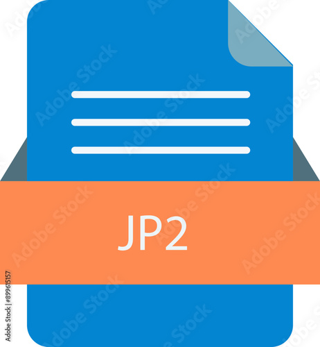 JP2 file icon with color and rounded corners and folded doc photo