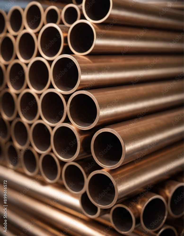 Copper bronze heat exchanger pipes. Heavy non-ferrous metallurgy. Factory industrial production of metal cuprum pipes. Heat exchanger is a technical device in which heat is exchanged between two media Copper bronze heat exchanger pipes. Heavy non-ferrous metallurgy. Factory industrial production of metal cuprum pipes. Heat exchanger is a technical device in which heat is exchanged between two media