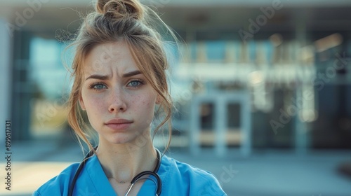The Faces of Dedication: Exhausted Nurse on the Frontline photo