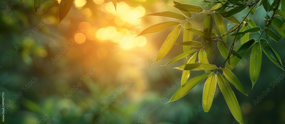 Sunlit Bamboo Leaves in a Lush Forest Sunlit Bamboo Leaves in a Lush Forest