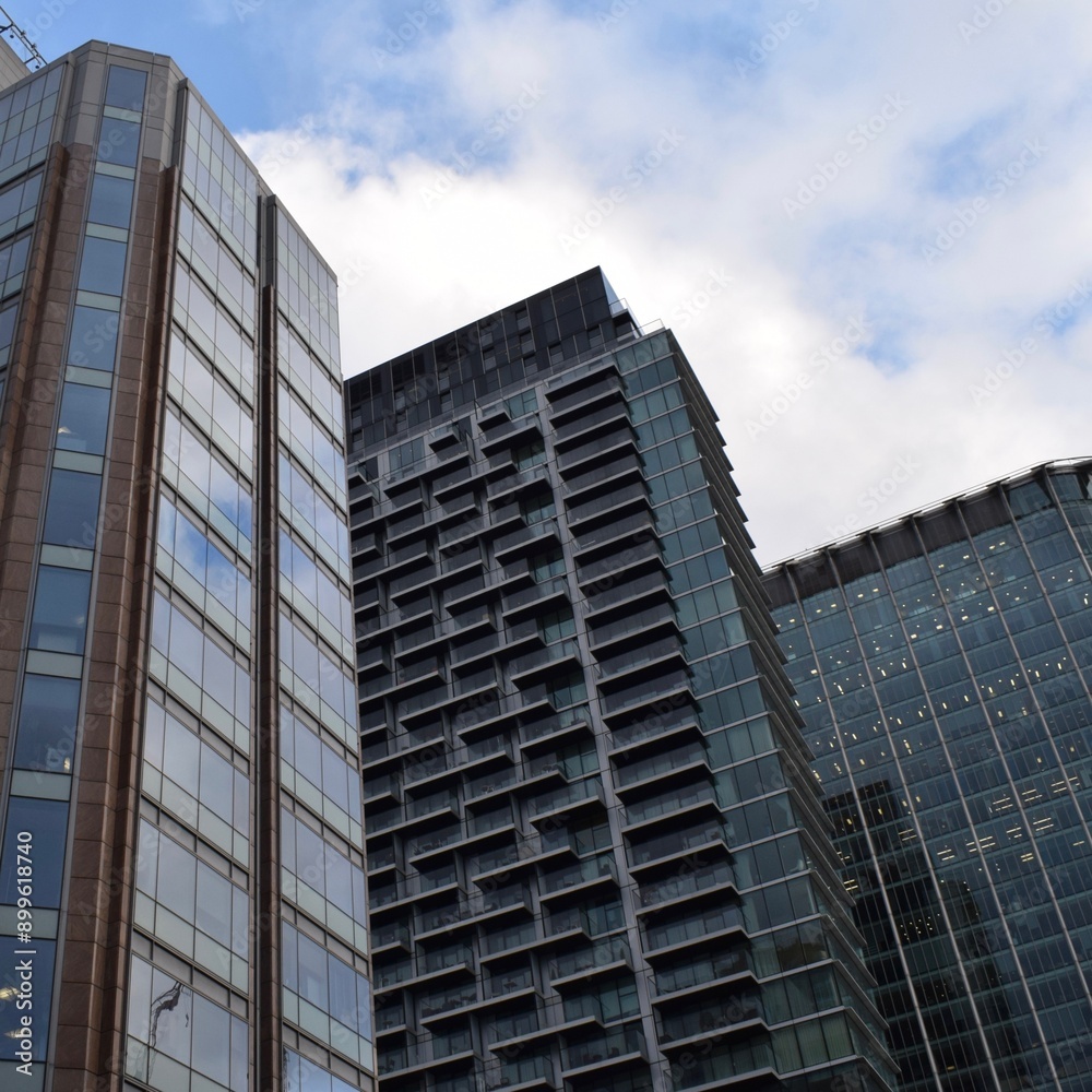 modern office building with sky, Barbican, London, UK modern office building with sky, Barbican, London, UK