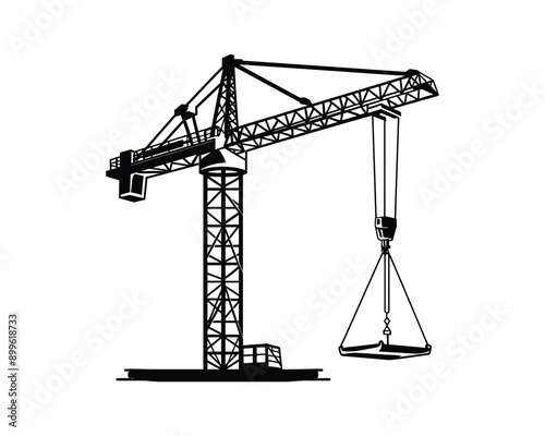 Black and white construction silhouette on white background