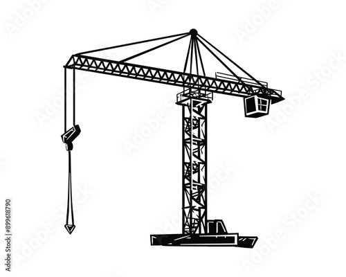 Black and white construction silhouette on white background
