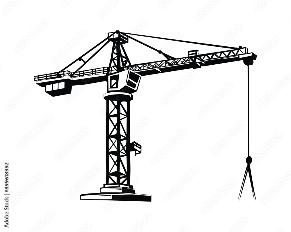 Black and white construction silhouette on white background Black and white construction silhouette on white background