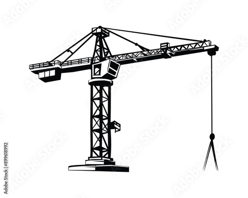 Black and white construction silhouette on white background