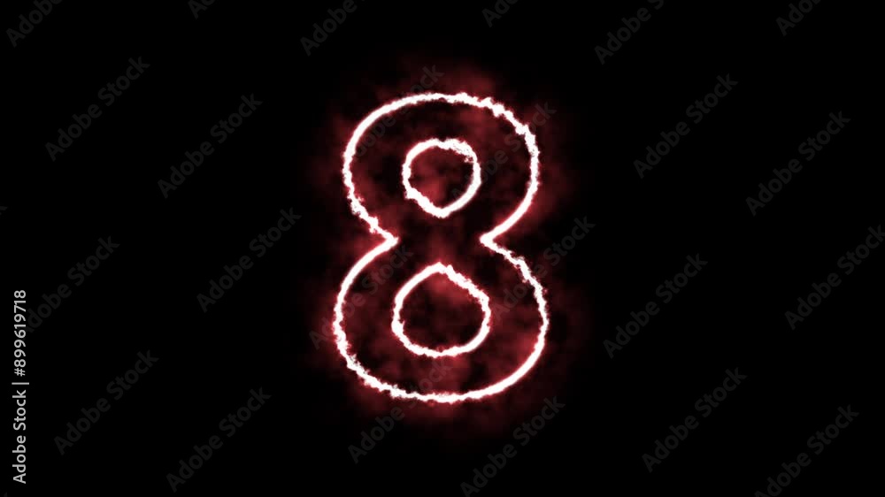 Fire Text Number 8 Isolated Black Background burning flame. Flaming burn font alphabet text Fire Text Number 8 Isolated Black Background burning flame. Flaming burn font alphabet text