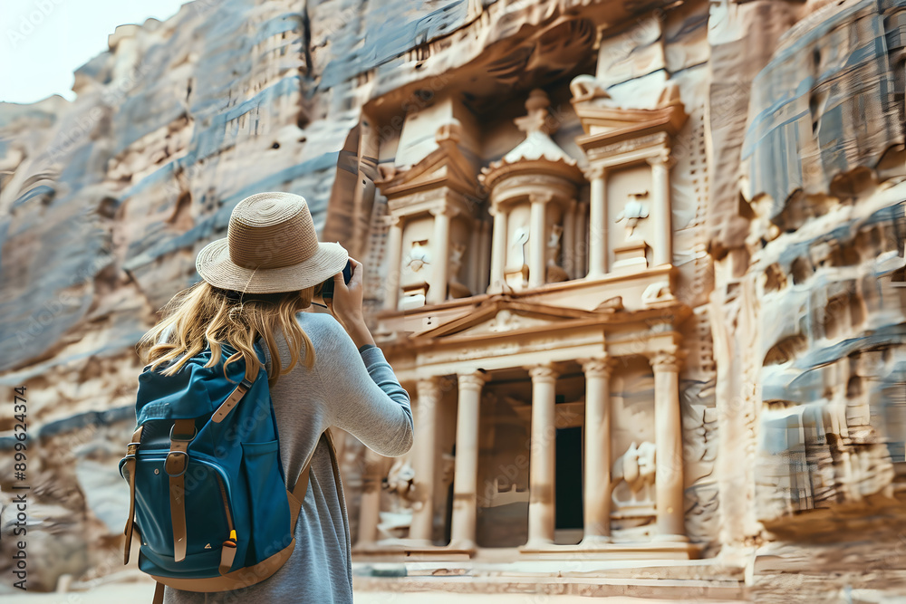 A person on a trip taking a photo of a unique monument