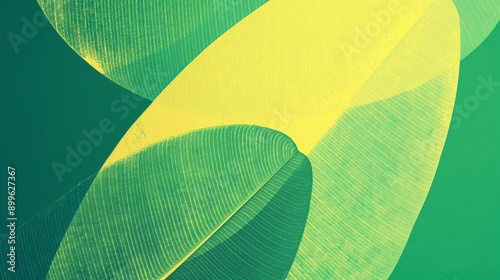 Banana leaves textured poster style background with copy space