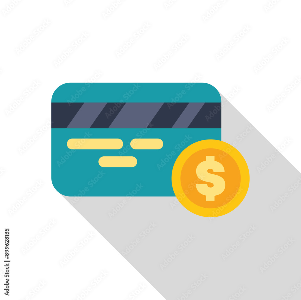 Credit card is making an online payment with a dollar coin Credit card is making an online payment with a dollar coin