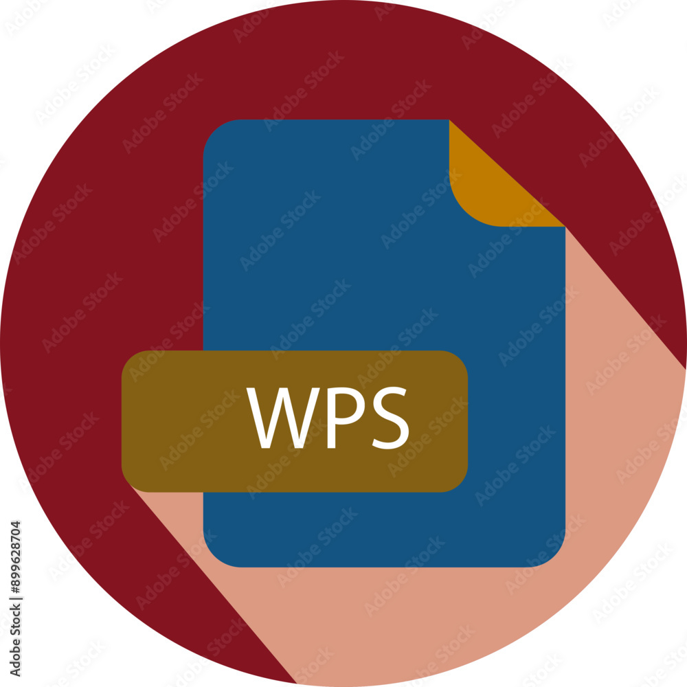 WPS File extension icon with black shadow circular icon WPS File extension icon with black shadow circular icon