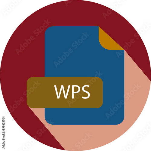 WPS File extension icon with black shadow circular icon