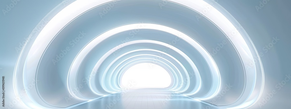 Modern Sci-Fi Tunnel with Blue Lighting Modern Sci-Fi Tunnel with Blue Lighting