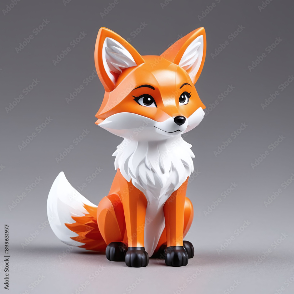 Adorable acrylic porcelain orange and white fox figurine, for indoor decoration Adorable acrylic porcelain orange and white fox figurine, for indoor decoration