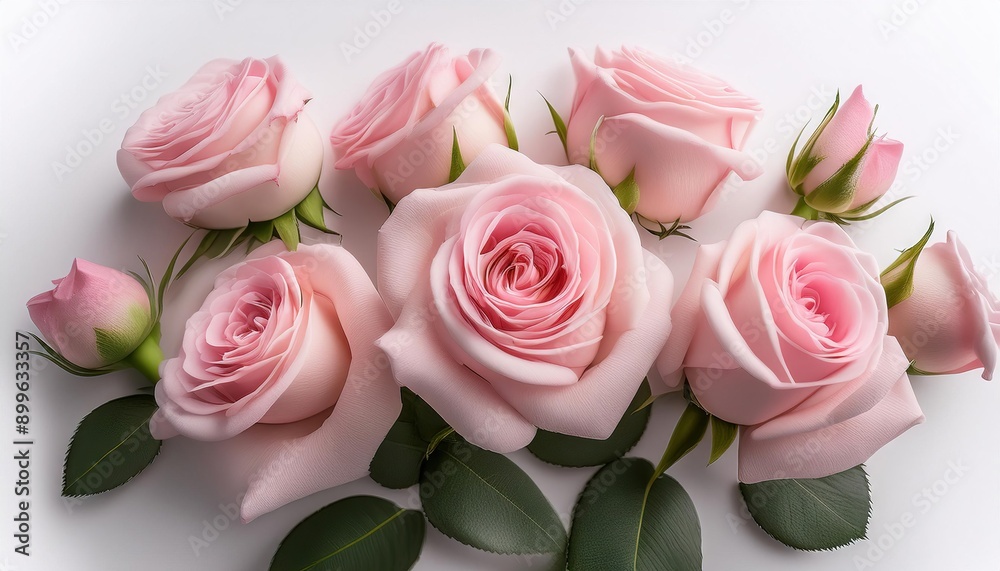 Delicate Pink Roses with Green Leaves Arrangement Delicate Pink Roses with Green Leaves Arrangement