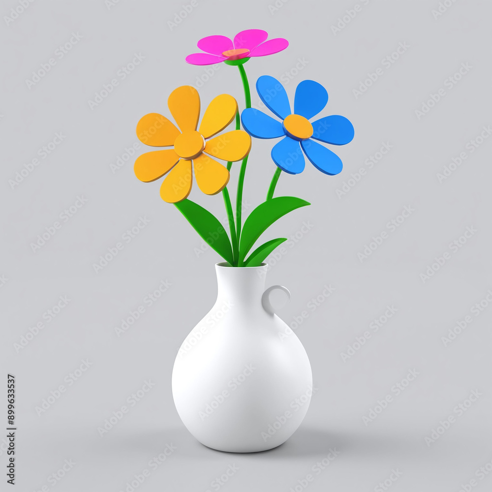 Simple 3d cartoon flowers buds. Plastic floral element, plasticine summer and spring nature object. Simple 3d cartoon flowers buds. Plastic floral element, plasticine summer and spring nature object.