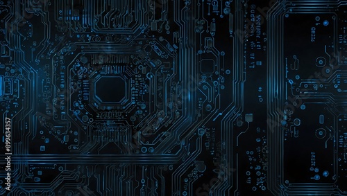  Futuristic circuit board on a blue to black gradient